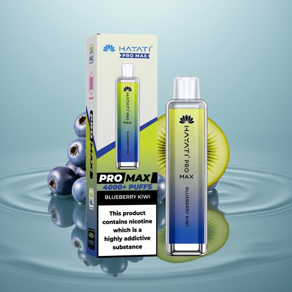 Hayati Pro Max 4000 Puffs Disposable Vape Mustikas-Kiivi 1400mAh 2ml+10ml