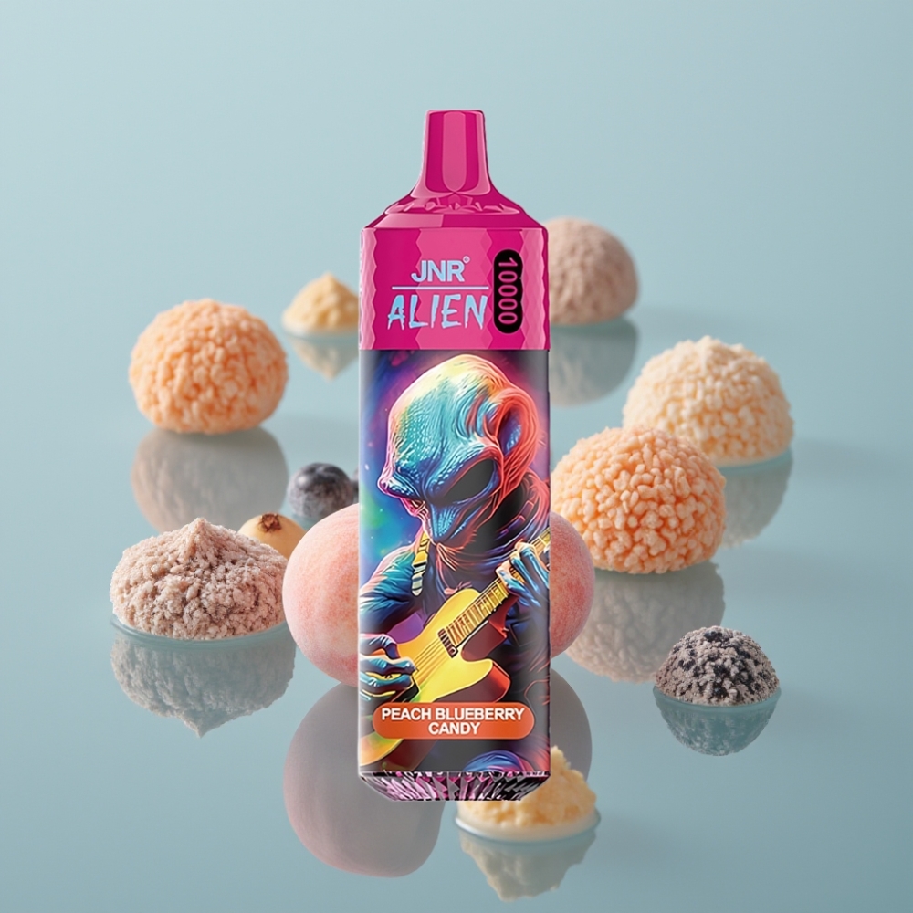JNR Alien 10000 Põngetus 850mAh 20ml Virsik-Mustikas Kommid RGB