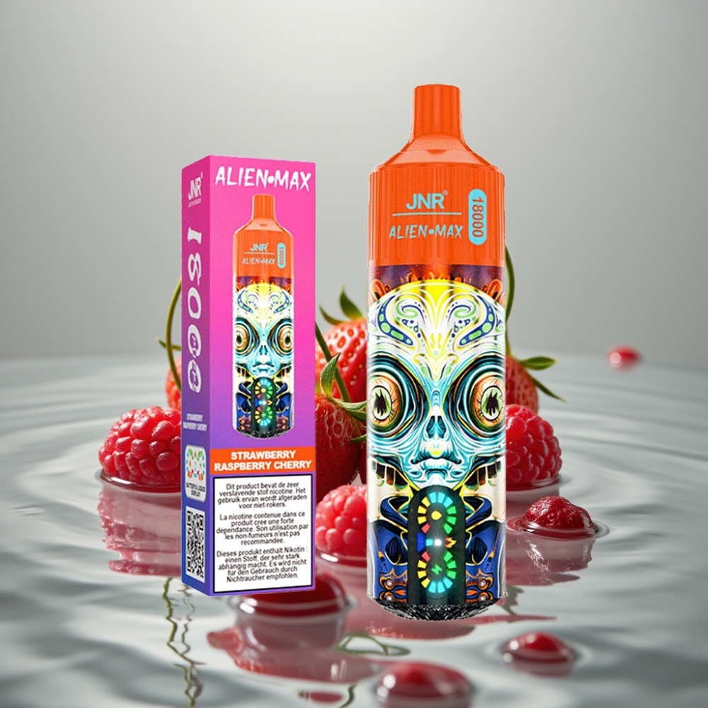 JNR Alien Max 18000 Sissevõte LED-ekraan 28ml Maasika Vaarikad Kirsid