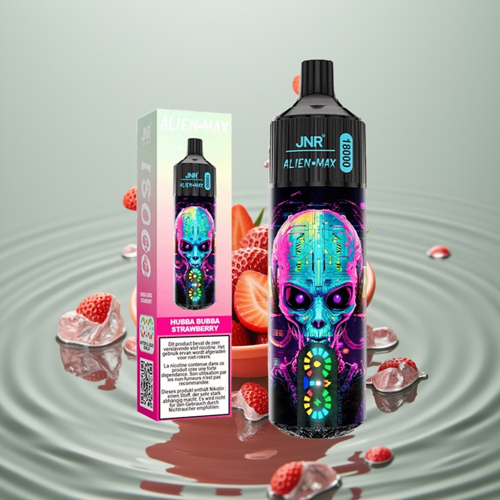 JNR Alien Max 18000 Sutsud LED-ekraan, 850mAh, Maasik-Hubba Bubba