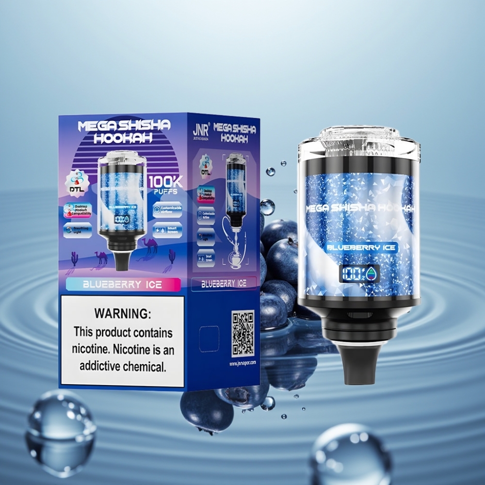 JNR Mega Shisha Hookah 100K Laualamp Blueberry Ice 60ml 2200mAh