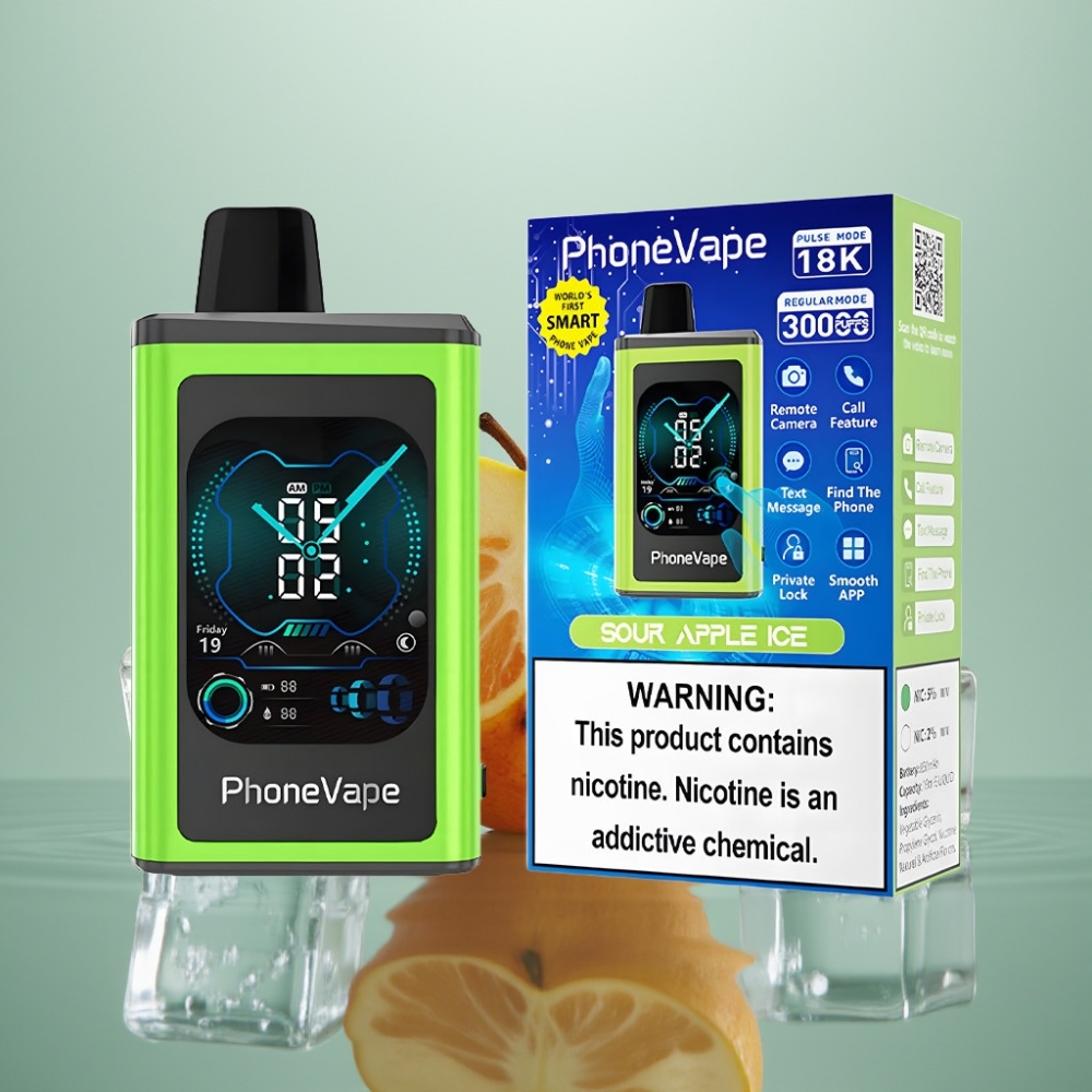 JNR PhoneVape 30000 puffi Laaditav Käärivape Hapukoore-Jää, Ekraan, Õhuvool