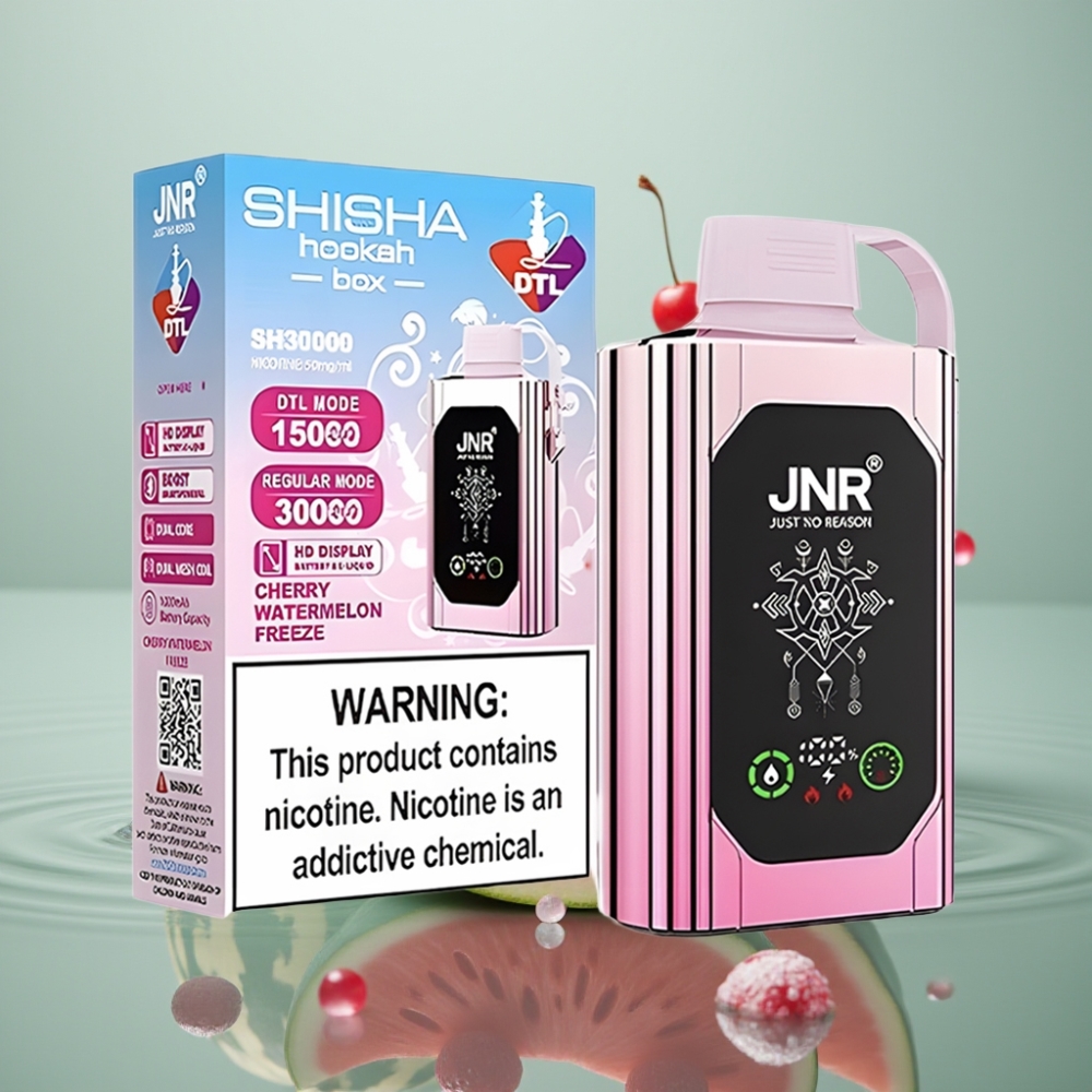 JNR Shisha Hookah Box 20500 Puffs HD Ekraaniga 25ml Kirsivee-melon Jäätis