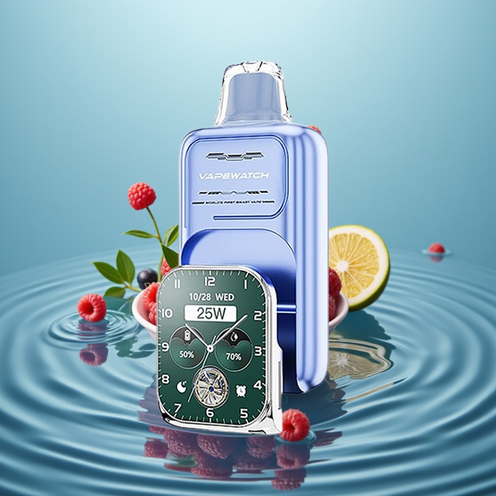 JNR VapeWatch 30000 Lööki (Sinine Razz Jää) 1000mAh Type-C