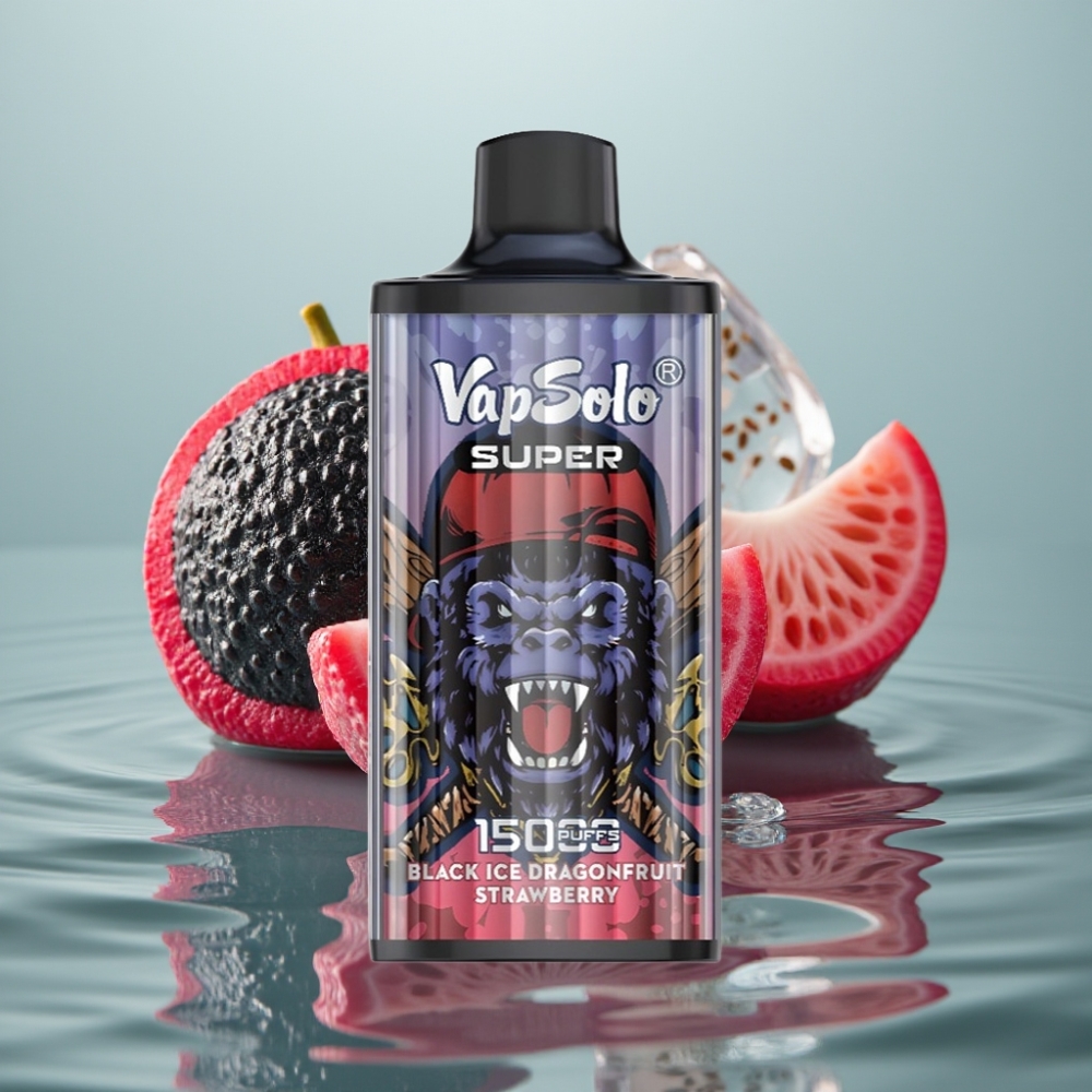 Vapsolo Super 15000 puffs 40ml Must Jää Draakonmari Maasikas