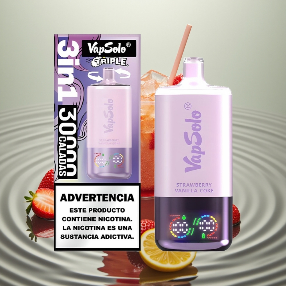 VapSolo Triple 30000 Puffs Maasik-Vanilli Kook 40ml 20/50mg