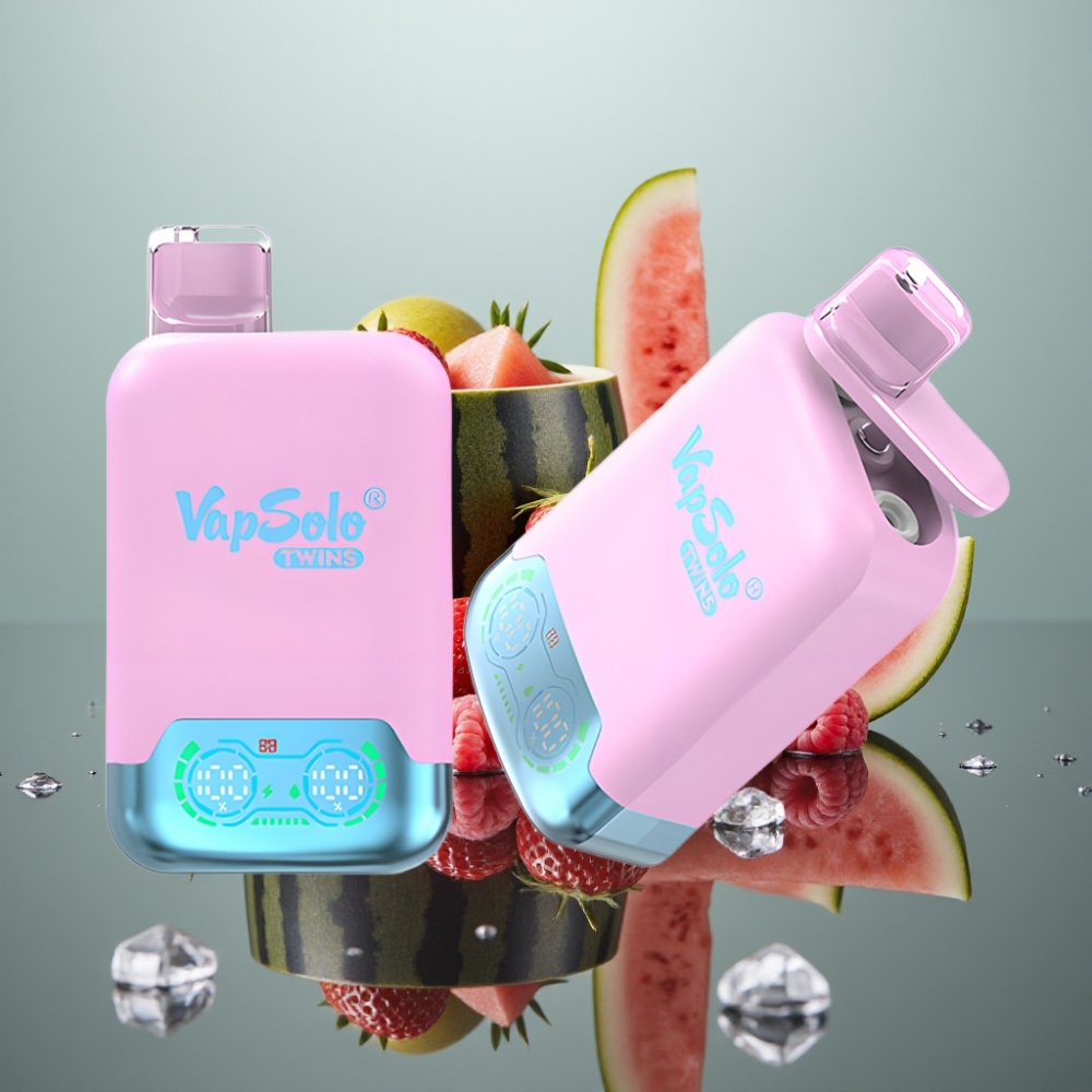 Vapsolo Twins 20000 Puffs Must Jää Draakonivili Maasikas & Vaarikas-Arbuus 40ml