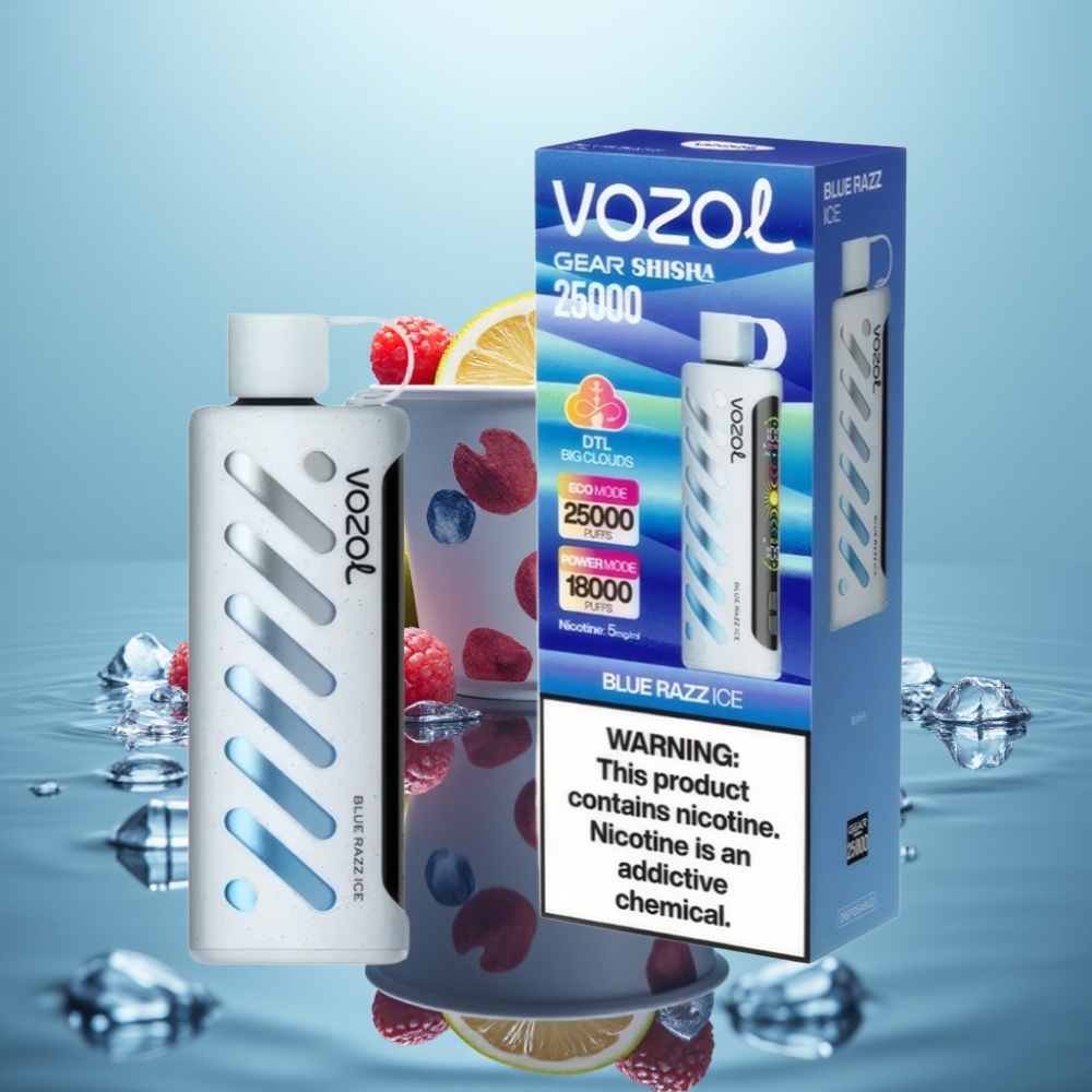 VOZOL Gear Shisha 25000 Puffs Dual Mesh Sinine Razz Jää 5mg/ml