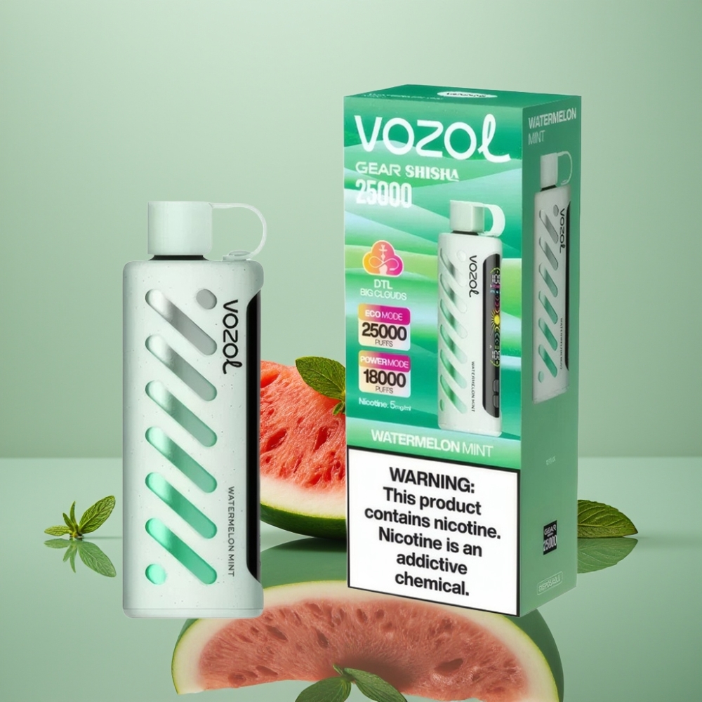 VOZOL Gear Shisha 25000 Puffs Vesimeloni Münt Dual Mesh S.i.L.C Tech